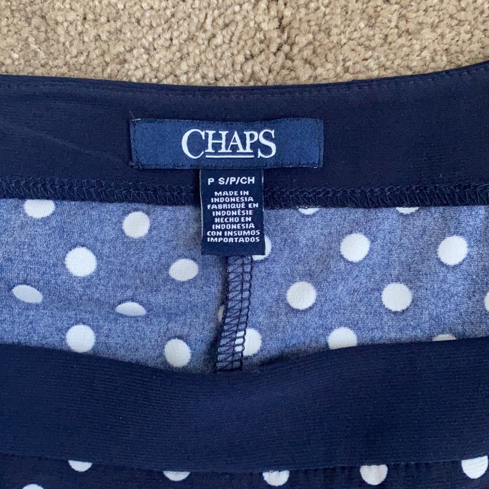 Chaps petite boat neck sleeveless polka dot summer dress - Picture 9 of 11